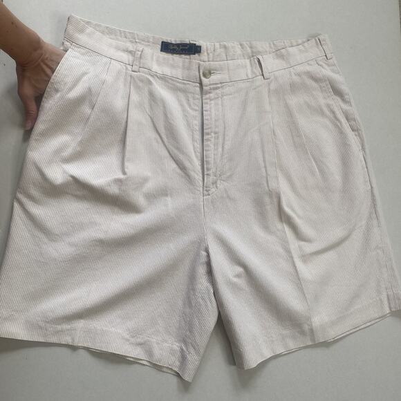 Bobby Jones Shorts Mens Size 38 Cream Tan Stripe Nautical Preppy Old Money - Picture 2 of 9